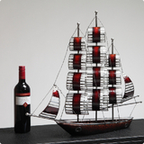 一帆风顺 红色帆船模型摆件 家装饰品 现代工艺品结婚礼物 创意